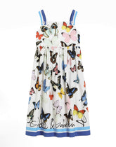 Poplin dress with butterfly print -  | Dolce &amp; Gabbana
