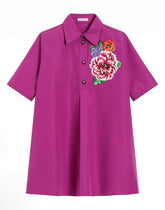 Cotton poplin dress with patch -  | Dolce &amp; Gabbana
