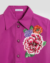 Cotton poplin dress with patch -  | Dolce &amp; Gabbana
