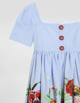 Striped poplin dress with floral print -  | Dolce &amp; Gabbana
