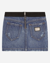 Short denim skirt with branded elastic -  | Dolce & Gabbana