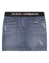 Short denim skirt with branded elastic -  | Dolce & Gabbana