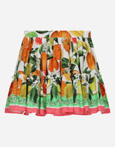 Poplin skirt with lemon and orange print -  | Dolce & Gabbana