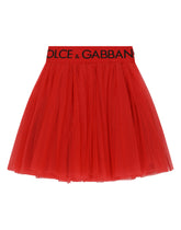 Tulle midi skirt with branded elastic -  | Dolce &amp; Gabbana
