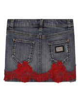 Short denim skirt with lace insert -  | Dolce &amp; Gabbana