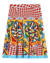 Carretto-print poplin skirt with yoke detail -  | Dolce & Gabbana