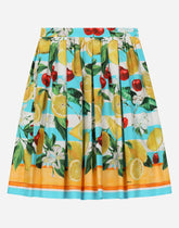 Poplin skirt with lemon and cherry print -  | Dolce &amp; Gabbana