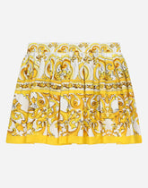 Poplin skirt with yellow majolica print -  | Dolce &amp; Gabbana