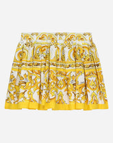 Poplin skirt with yellow majolica print -  | Dolce &amp; Gabbana