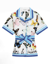 Poplin shirt with butterfly print -  | Dolce &amp; Gabbana