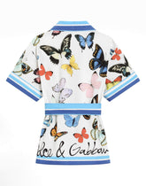 Poplin shirt with butterfly print -  | Dolce &amp; Gabbana