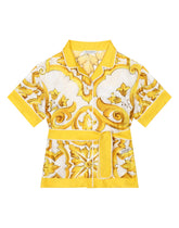 Twill shirt with yellow majolica print -  | Dolce &amp; Gabbana