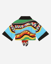 Short-sleeved poplin shirt with Carretto print -  | Dolce & Gabbana