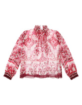 Long-sleeved chiffon shirt with majolica print -  | Dolce & Gabbana