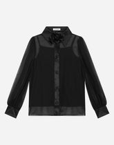 Long-sleeved chiffon shirt with flower appliqué -  | Dolce &amp; Gabbana