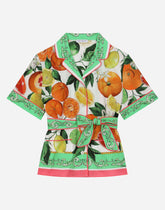 Poplin shirt with lemon and orange print -  | Dolce & Gabbana