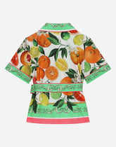 Poplin shirt with lemon and orange print -  | Dolce & Gabbana