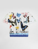 Cotton poplin top with butterfly print -  | Dolce &amp; Gabbana