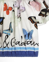 Cotton poplin top with butterfly print -  | Dolce &amp; Gabbana