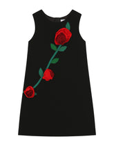 Short cady dress with organza rose -  | Dolce &amp; Gabbana
