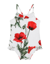 Poppy-print one-piece swimsuit -  | Dolce & Gabbana