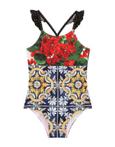 Patchwork-print one-piece swimsuit -  | Dolce & Gabbana
