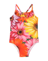 One-piece swimsuit with gerbera-daisy print -  | Dolce & Gabbana