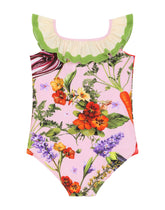 Farmer-print one-piece swimsuit -  | Dolce & Gabbana