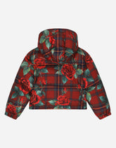 Short tartan-print down jacket -  | Dolce & Gabbana