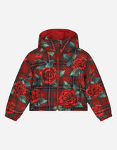 Short tartan-print down jacket -  | Dolce & Gabbana
