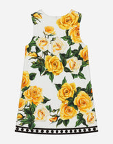 Interlock dress with yellow rose print -  | Dolce & Gabbana