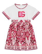 Majolica-print poplin and jersey dress -  | Dolce & Gabbana