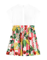 Poplin and jersey dress with lemon and cherry print -  | Dolce & Gabbana