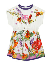 Farmer-print poplin and jersey dress -  | Dolce & Gabbana