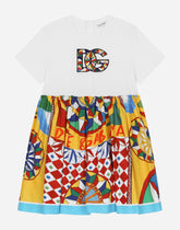 Carretto-print poplin and jersey dress -  | Dolce & Gabbana