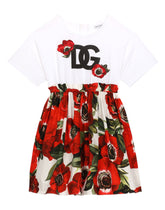 Jersey dress with anemone print -  | Dolce & Gabbana