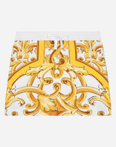 Jersey skirt with yellow majolica print -  | Dolce &amp; Gabbana