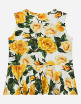 Jersey top with yellow rose print -  | Dolce & Gabbana