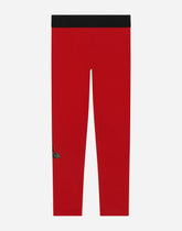 Interlock leggings with logo and rose print -  | Dolce &amp; Gabbana