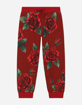 Jersey jogging pants with rose print -  | Dolce &amp; Gabbana