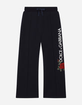 Jersey jogging pants with logo and rose print -  | Dolce &amp; Gabbana