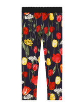 Interlock leggings with tulip print -  | Dolce & Gabbana