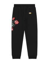 Jersey jogging pants with branded tag and floral detailing -  | Dolce &amp; Gabbana