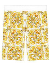 Jersey cycling shorts with yellow majolica print -  | Dolce &amp; Gabbana