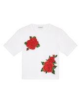 Jersey t-shirt with crochet rose patch -  | Dolce & Gabbana