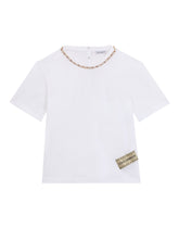 Cotton t-shirt with pearls and stones outlines -  | Dolce & Gabbana
