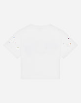 Jersey T-shirt with multi-colored fusible rhinestones -  | Dolce &amp; Gabbana