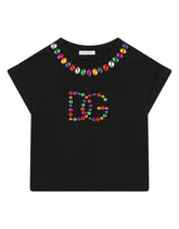 Interlock T-shirt with multi-colored fusible rhinestones -  | Dolce & Gabbana