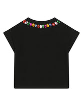 Interlock T-shirt with multi-colored fusible rhinestones -  | Dolce & Gabbana