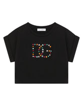 Jersey T-shirt with multi-colored fusible rhinestones -  | Dolce &amp; Gabbana